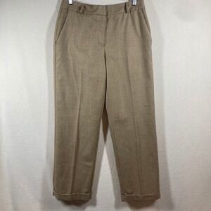 Liz Claiborne Wool Trousers Sz 12P Camel Flat Front Lined Professional‎ Career